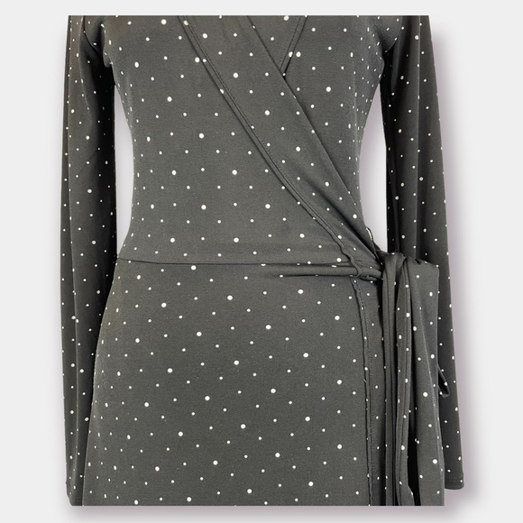 NEW Banana Republic Polka Dot Wrap Dress Black White Size Xtra Small - Picture 5 of 6